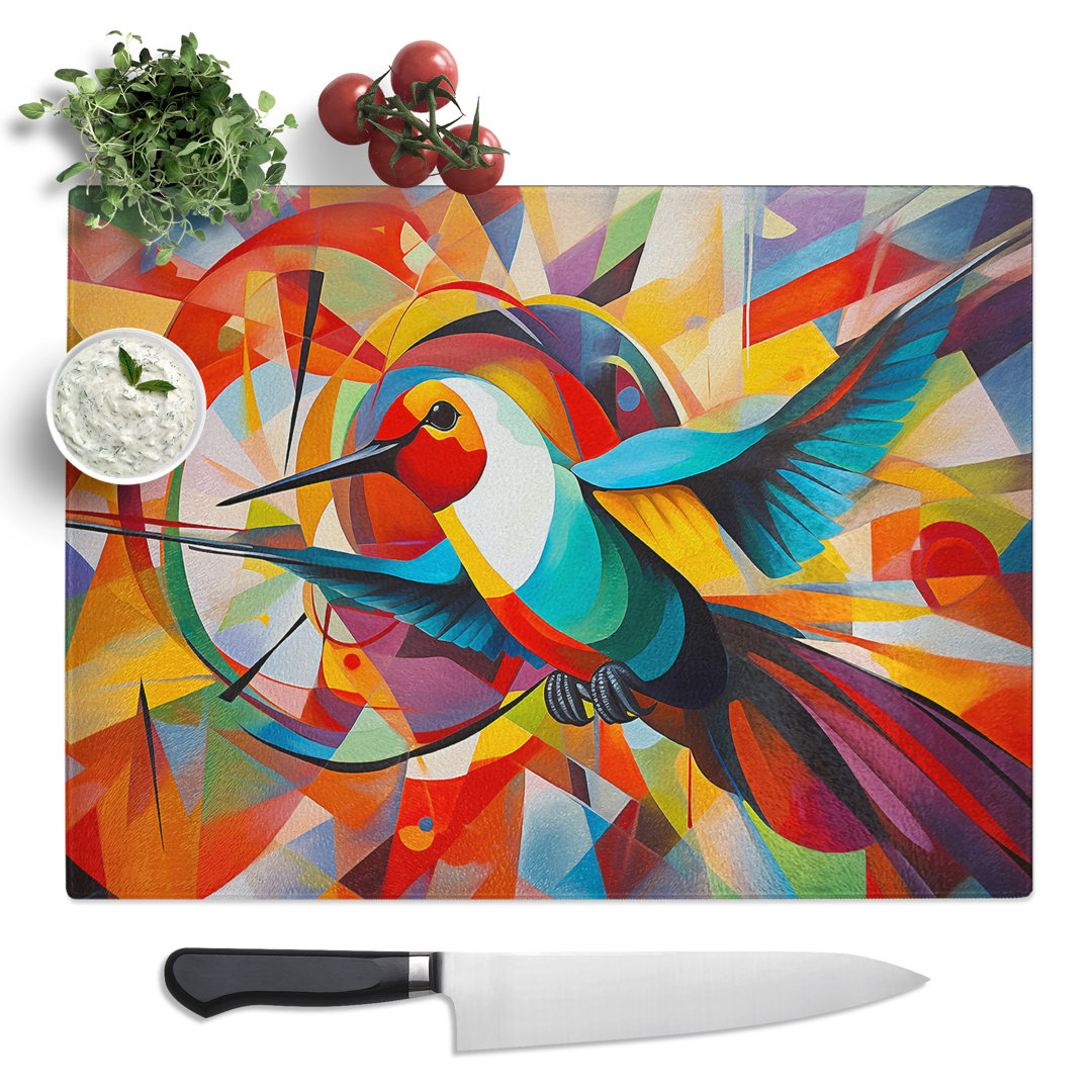 Hummingbird Constructivism No.2  Glass Chopping Board