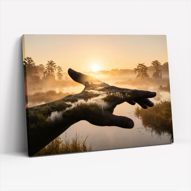 Ensemble de 1 tableau sur toile représentant un paysage de lever de soleil, H 24 po x l 36 po, Wrapped Canvas