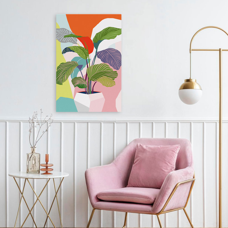 Plante exotique - art floral contemporain et nature morte, H 24 po x l 16 po