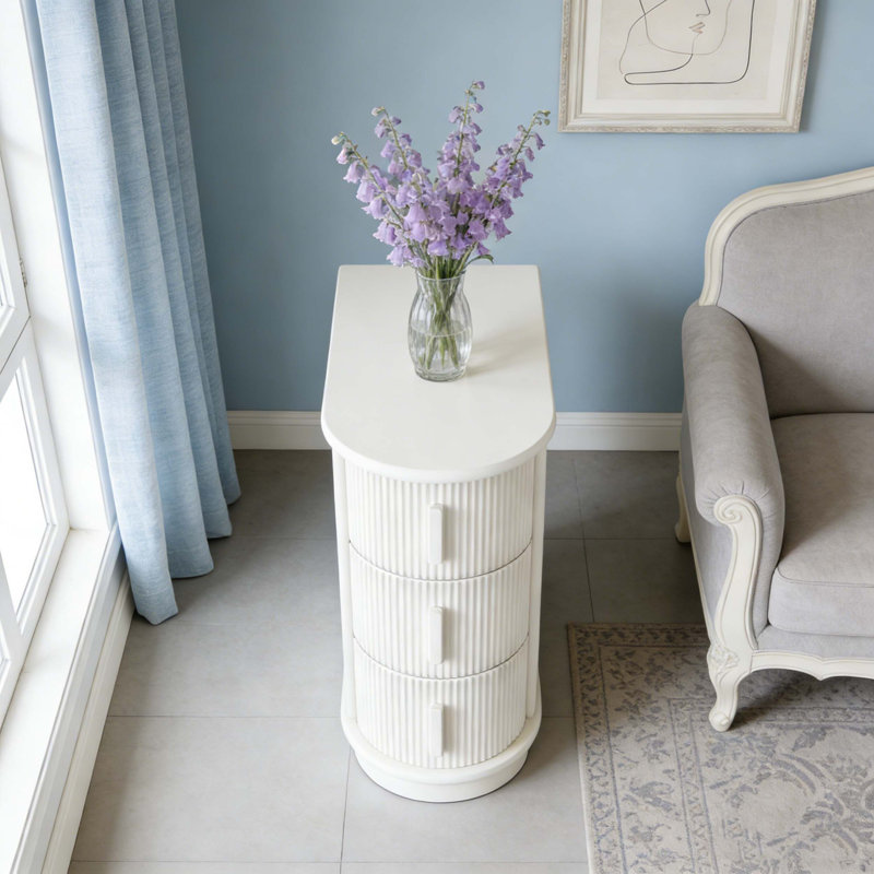 Table de chevet 3 tiroirs, Blanc
