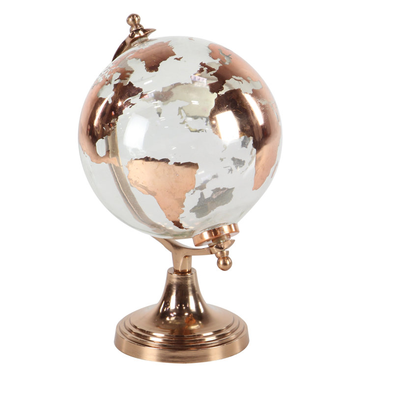 Margie Aluminum Metal Educational/Geographic Earth Globe with Tiered Base, 13.2" H x 9" W x 8" D, Copper