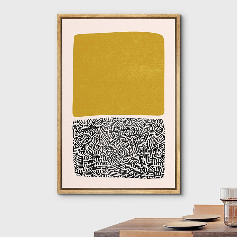 Abstrait, blocs de couleurs vibrantes, blocs de couleurs jaunes, formes abstraites, bohème moderne, encadré sur toile