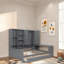 Lit de jour multifonctionnel avec bureau, tablettes, armoires et tiroirs, cadre de lit peu encombrant avec rangement, aménagement réversible, cadre en bois pour la chambre à coucher, appartement, bureau à domicile-112651672-112651678