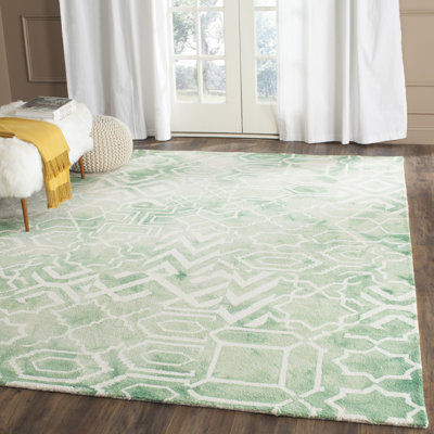 Tapis vert en laine / coton touffeté à la main Hallette