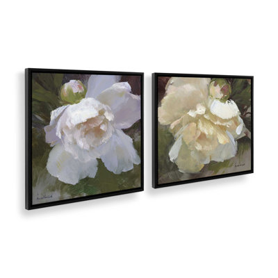 Ensemble de 2 toiles gracieuses avec pivoines blanches
