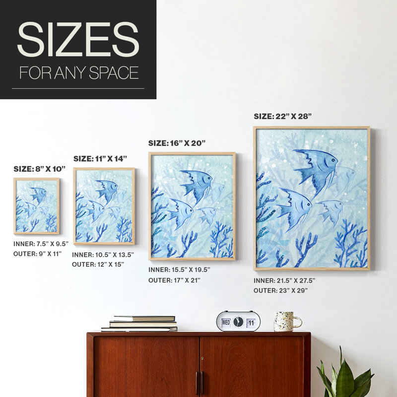 Angel Fish I Framed Print - Solid Wood, Natural, 11" H x 9" W