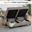 Canapé convertible pour chaise longue avec USB et Type-C, 2 porte-gobelets, table d'appoint, rangement sous le siège et accoudoirs de rangement-1102320147