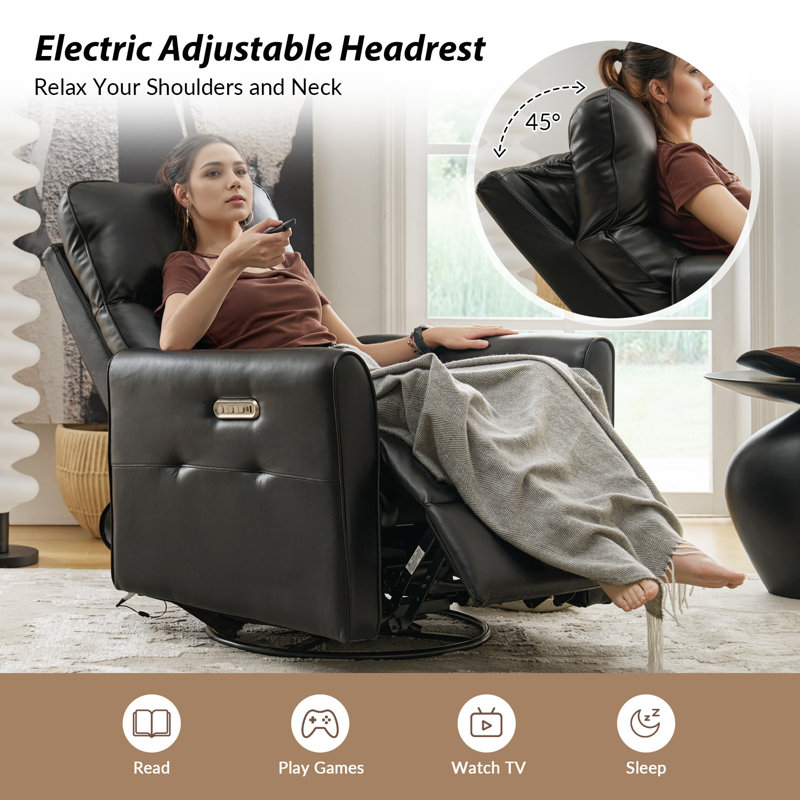 Fauteuil inclinable rotatif à double moteur Tonisia, Noir