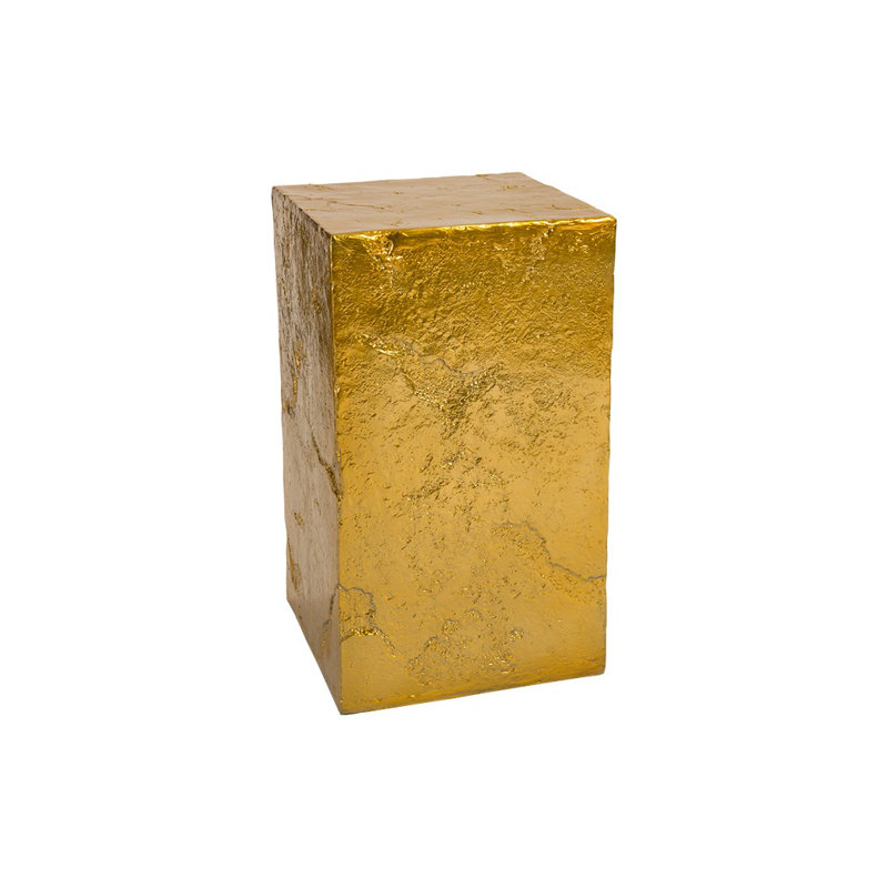 Outdoor Pedestal Sculpture, 29" H x 17" W x 17" D, Liquid Gold