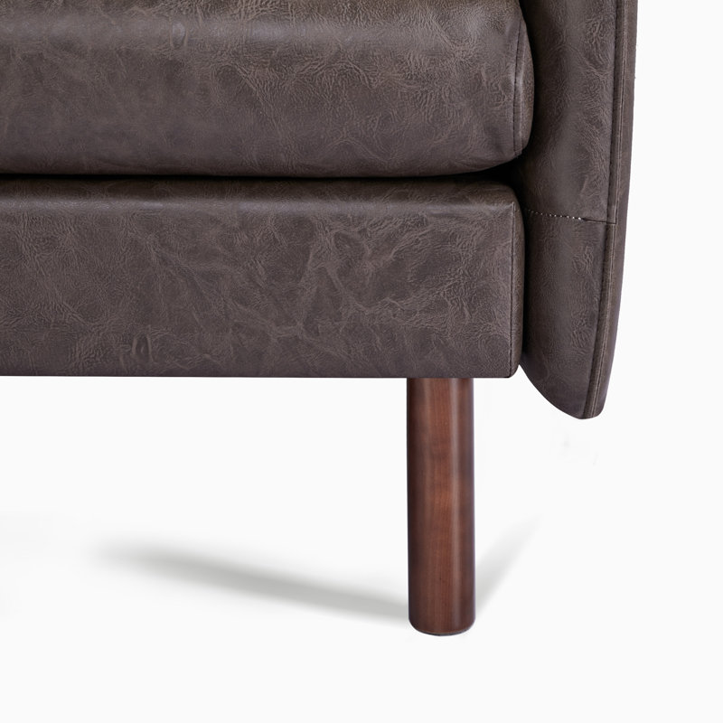 Canapé en cuir végétalien 82 po Reachel, 100% similicuir brun, H 33 po x l 82 po x P 32 po 