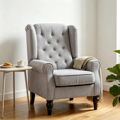 High Wingback Button-Tufted Reading Accent Chair