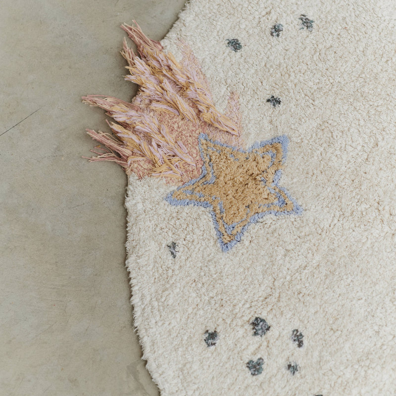 Hand Tufted Cotton Area Rug in Beige