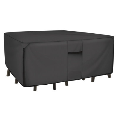 600D Tough Canvas Heavy Duty Rectangular Patio Table And Chair Cover - Waterproof Outdoor General Purpose Furniture Covers 88Lx62wx28h Inch, Black by Latitude Run