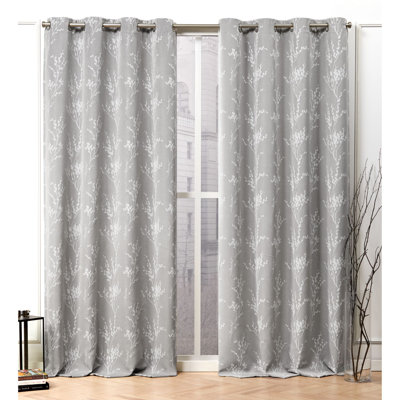 Nicole Miller Turion Floral Room Darkening Blackout Grommet Top Curtain Panel Pair