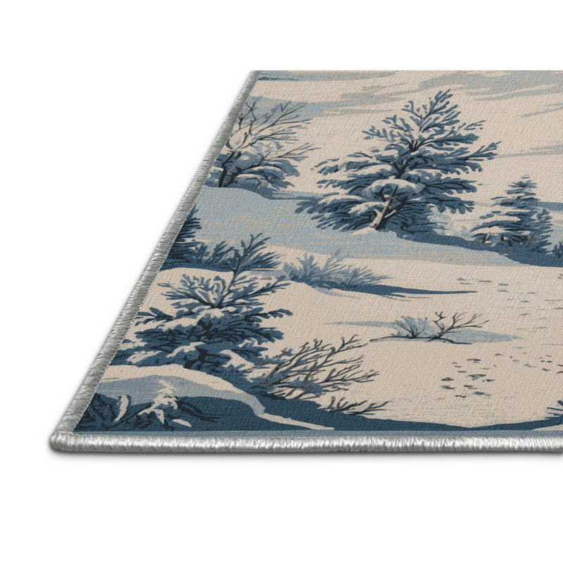 Tapis beige français lavable à la machine, Rond 4 pi
