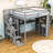 Full Wood Loft Bed with LED Light, Wardrobe, Desk and Shelves-803855237