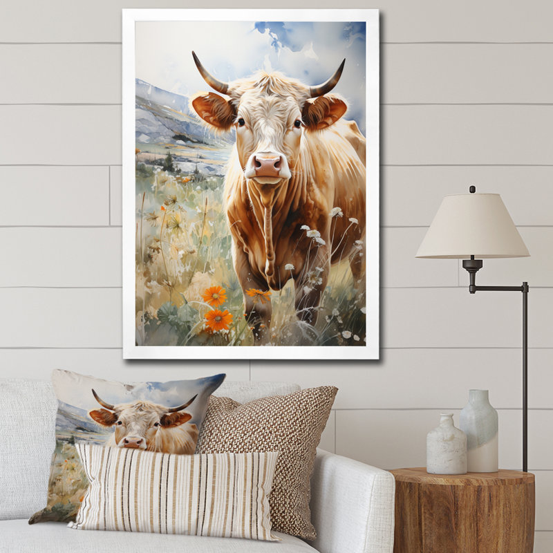 Ashalyn Cow Petals Field I - Imprimé, Cadre photo blanc, H 40 po x l 30 po x P 1,5 po