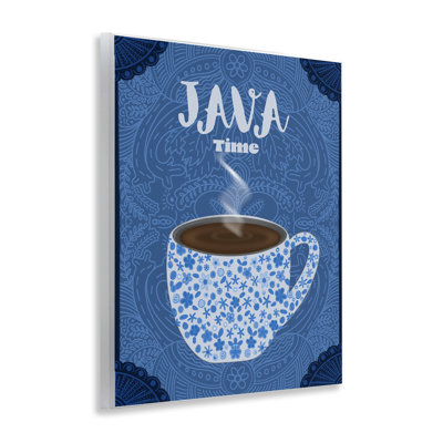 Java Time Blue Coffee Mug Wall Plaque, design by Lori Mosley