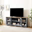 Meuble télé avec finition bleue et chêne, jusqu'à 80 po, l 70 po x P 15,87 po, H 26,25 po, avec console polyvalente, chêne, compartiments à tablettes ouvertes