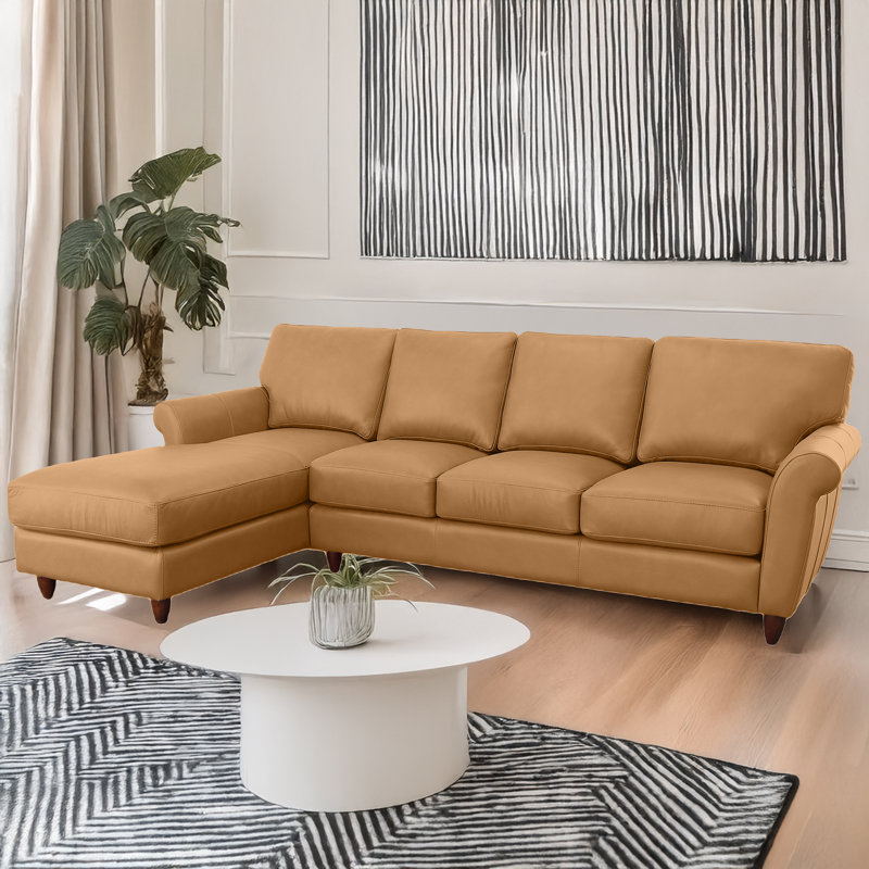 Canapé modulaire en cuir véritable Cherish, Cuir véritable caramel, Face à la gauche