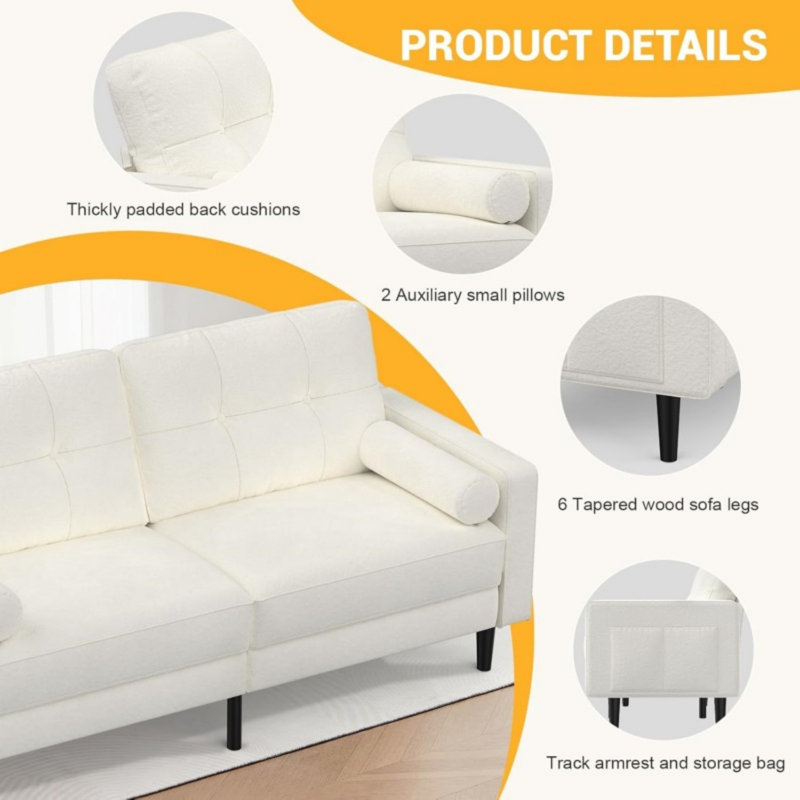 2 Seater Linen Sofa, Beige