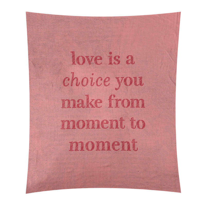 Tapisserie de polyester, l’amour d’écriture est un choix de citation, H 104 po x l 88 po, Rouge