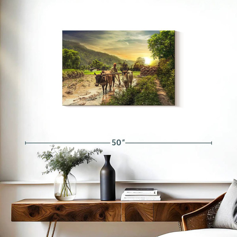 Brampt Farmer With Oxen, 20" H x 30" W