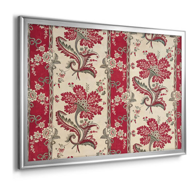 Repeating Floral Textile Design (Red and White)-William Morris-Framed Gallery Wrapped Canvas-c. Late 19th Century
