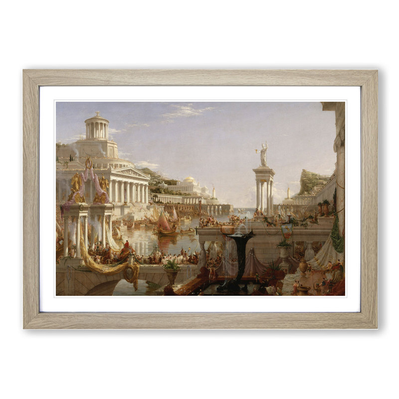 Course of the Empire Consummation by Thomas Cole - Picture Frame Painting on MDF, Oak Framed, 27cm H x 36cm W x 2cm D