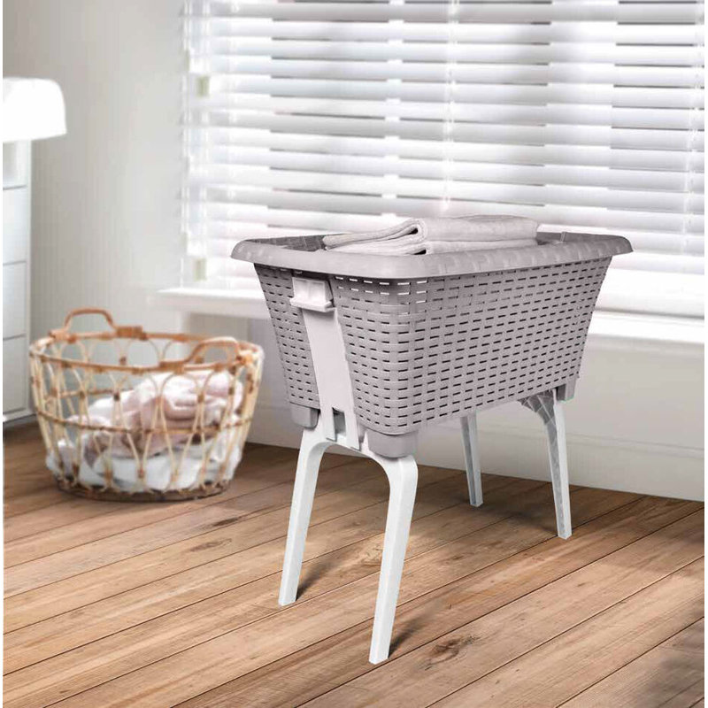 Plastic Laundry Basket, Grey