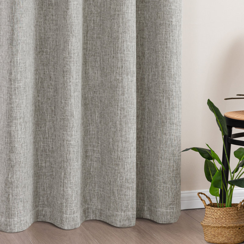 Paire de rideaux 100% lin occultant, L 52 po x L 84 po, Taupe clair