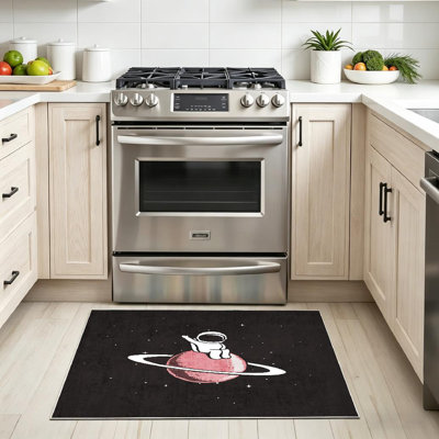 Green Baby Astronaut Cosmic Space New Planet Cute Kid Comic Machine Washable Indoor Area Rug
