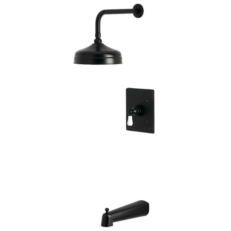 Kingston Brass Single-Handle Pressure Balanced Tub And Shower Faucet, Matte Black