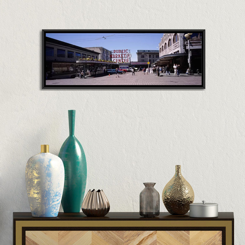 Impression sur toile tendue, seattle, washington, H 12 po x l 36 po x P 1,5 po, Toile avec cadre noir