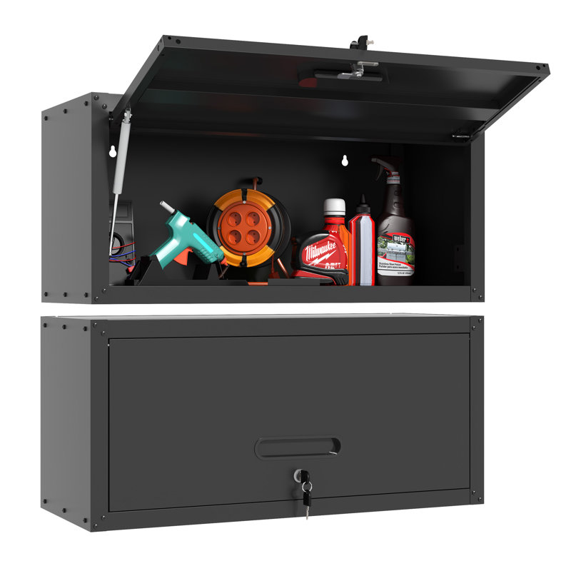 Makeace Lockable Metal Wall Storage Cabinet, Heavy-Duty Steel with Gas-Assisted Doors for Garage, Kitchen, Warehouse & Office