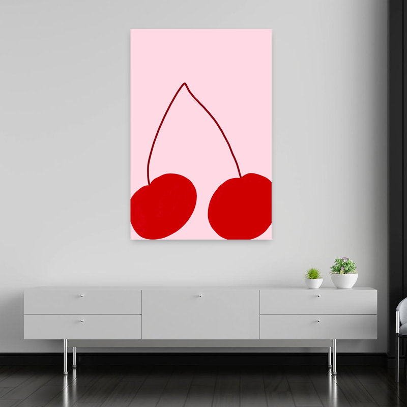 Grandes cerises, art mural nature cerise minimaliste moderne, H 60 po x l 40 po