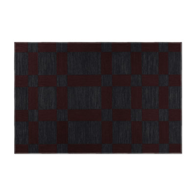Tapis d'intérieur et d'extérieur à carreaux brun
