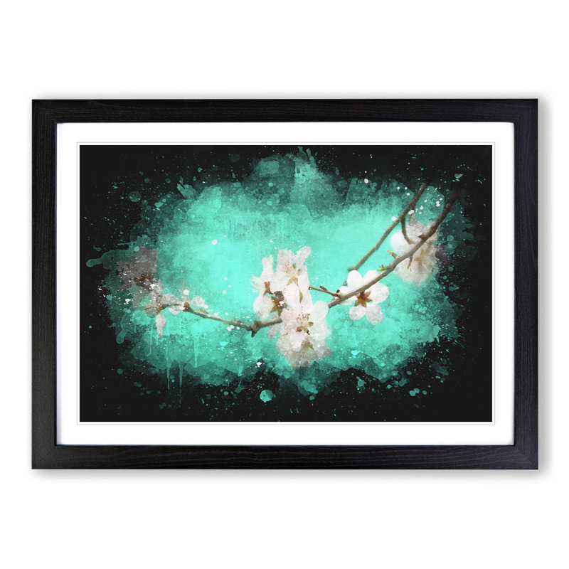 White Cherry Blossom Vol.2 - Picture Frame Graphic Art, 36cm H x 48cm W x 2cm D, Black Framed