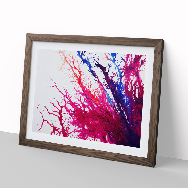 Abstract Coral Reef Art - Framed Print, 46cm H x 64cm W x 2cm D, Walnut