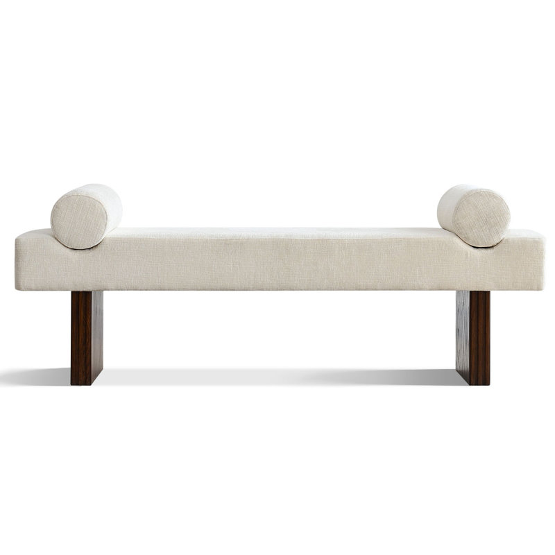 Banc rembourré en chenille l 60 po, Beige