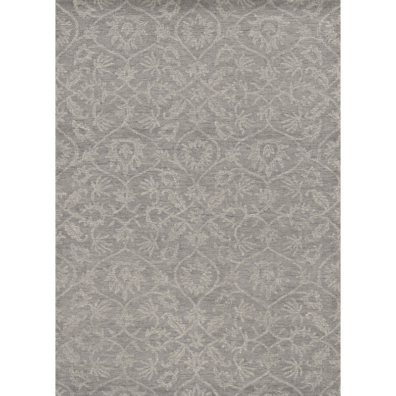 Agna Oriental Handmade Tufted Wool Grey Area Rug, Rectangle 9' x 13'