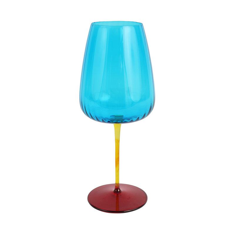 Pompidou Handmade Wine Glass, Aqua, 18 oz.