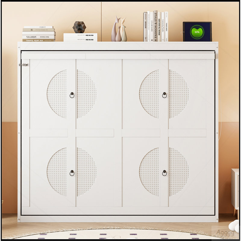 Lit escamotable double pleine grandeur, blanc
