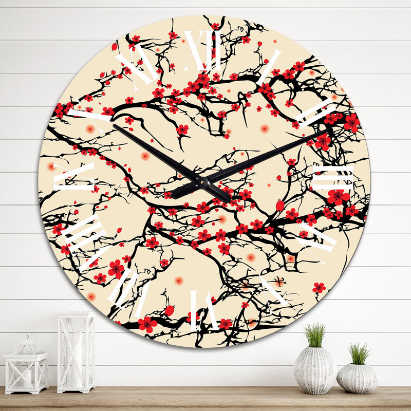Cherry Tree Blossoms On - horloge murale traditionnelle, Moyen