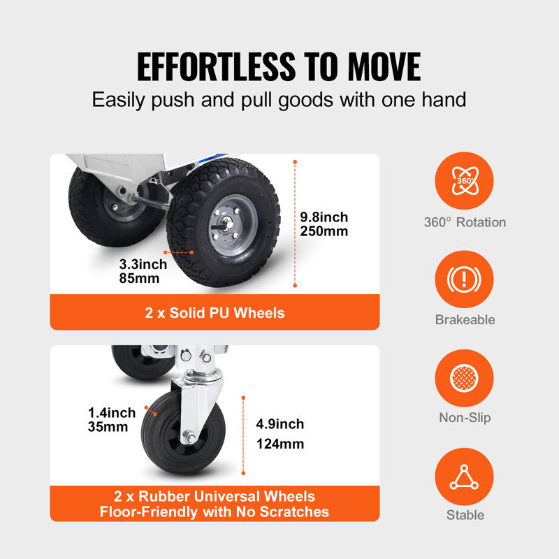 Aluminum Hand Truck, 2 in 1, 800 lbs Load Capacity, Heavy-Duty Industrial Convertible Folding Hand Truck and Dolly, Utility Cart Converts from Hand Truck to Platform Cart with Rubber Wheels