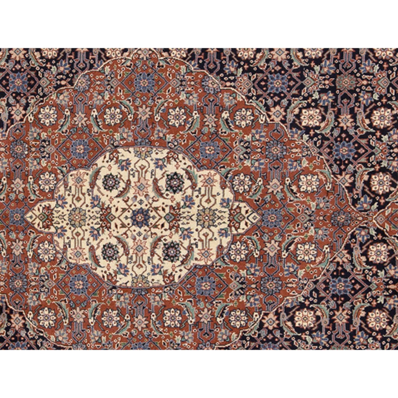High-Quality Hand-Knotted Navy And Rust Area Rug