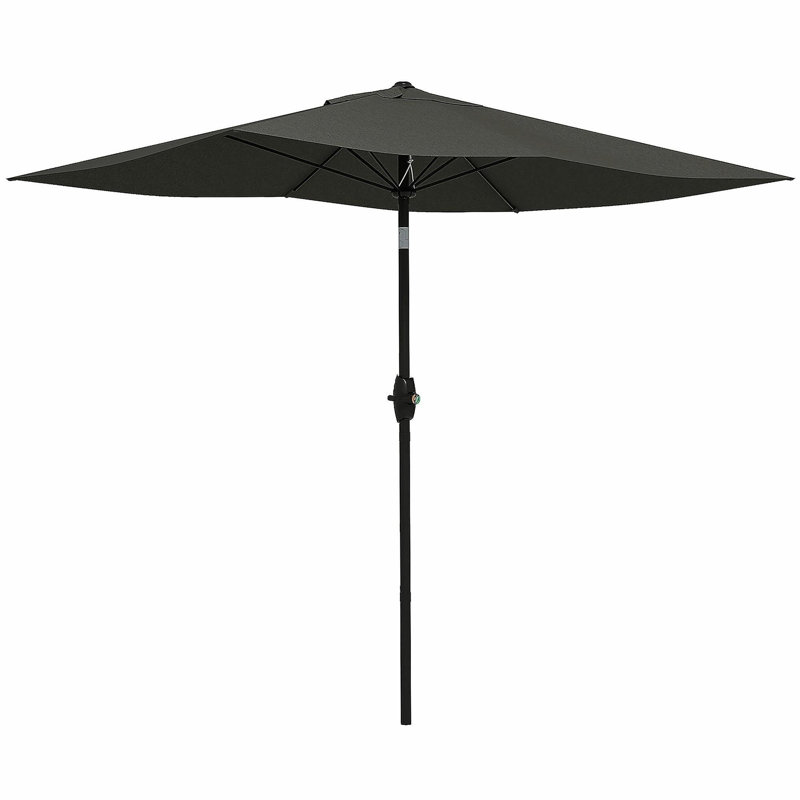 Parasol de marché pour l'extérieur avec manivelle et inclinaison à bouton-poussoir Outsunny, Gris foncé