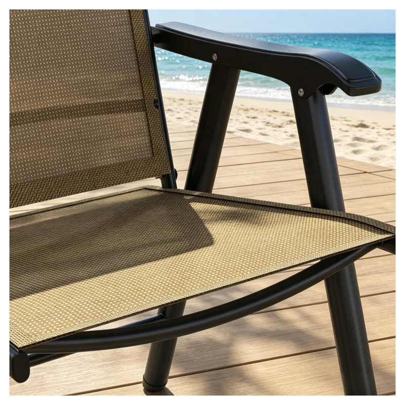 Ensemble de 4 chaises de salle à manger d'extérieur pliantes avec dossier en filet, structure en acier noir ou brun