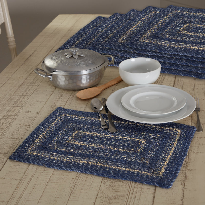 Ensemble de 6 grandes napperons en jute bleue Great Falls 12 x 18