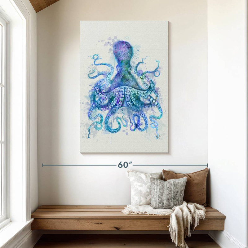 Brampt Octopus Rainbow Splash Blue, 48" H x 32" W